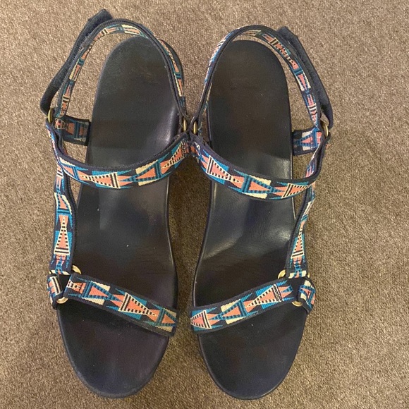 Teva Arabelle Wedge Sandal Nylon Velcro Strap Cork Heel Womens Size 9.5 - Picture 7 of 12